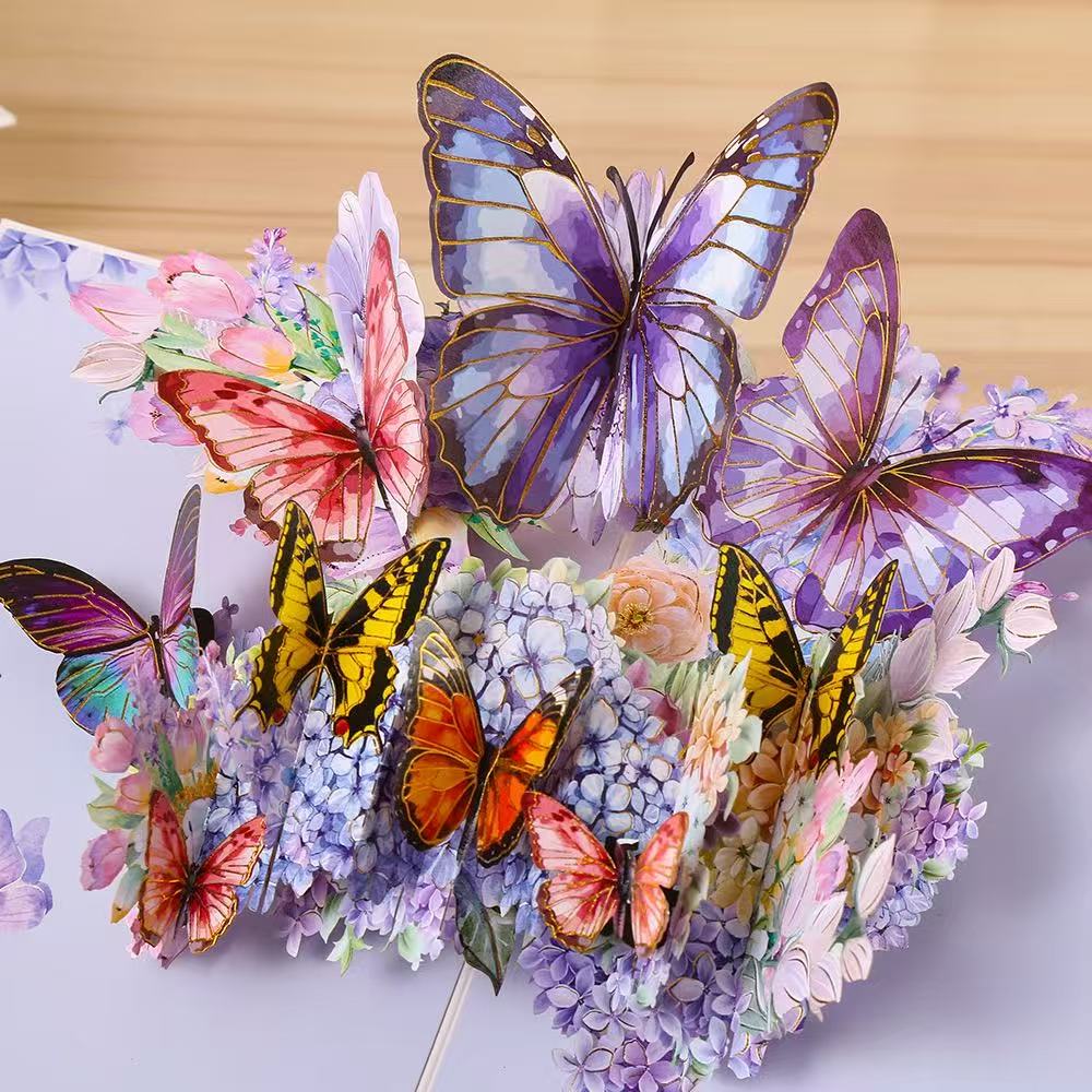 3D Pop-Up Butterfly Greeting Card – Floral Design for Birthday & More