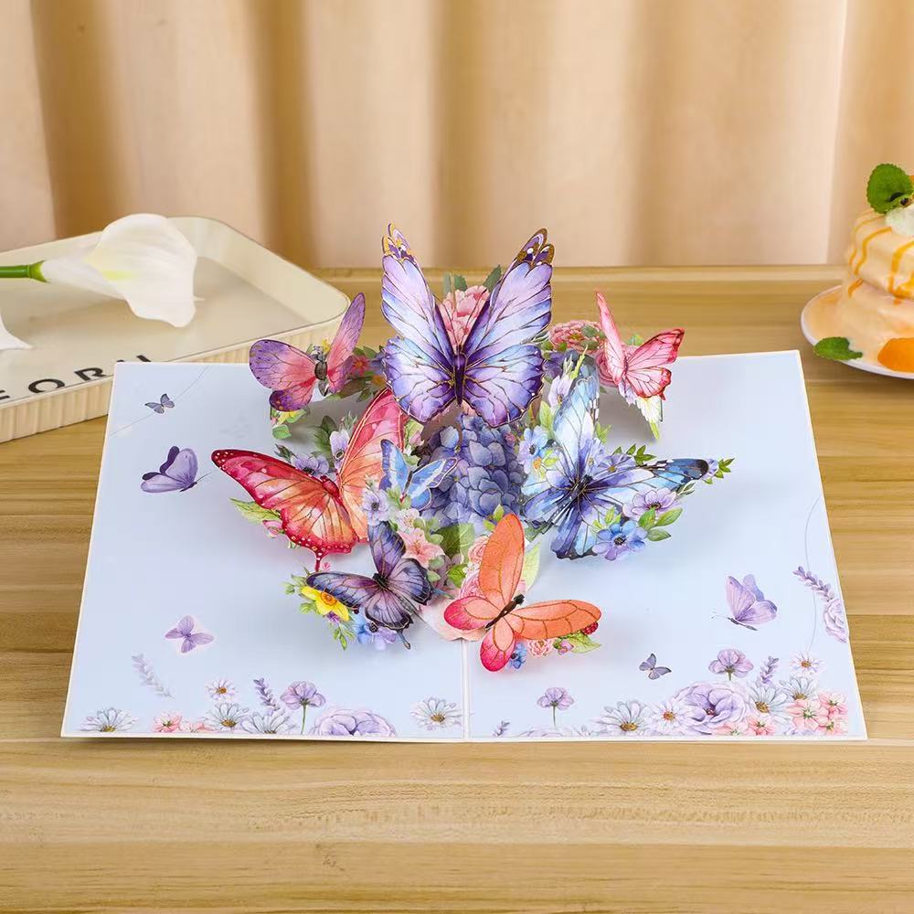 3D Pop-Up Butterfly Greeting Card – Floral Design for Birthday & More